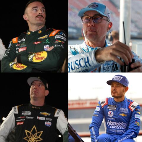 A star-studded lineup of Cup drivers will join Kenny Wallace and John Roberts on stage for the Race Day Revival on Sunday at 2:30 p.m., including from top left clockwise, Austin Dillon, Kevin Harvick, Kyle Larson and Kyle Busch.