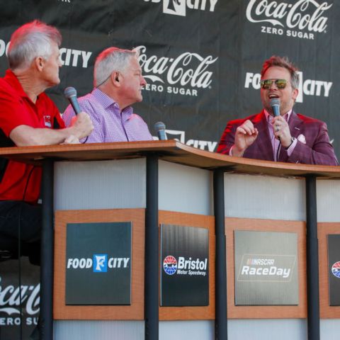 Speedway Motorsports President and CEO Marcus Smith (right) was a guest on stage during today's Race Day Revival at BMS. Smith approached Wallace over six years ago with the concept of bringing back the dynamic pre-race show.
