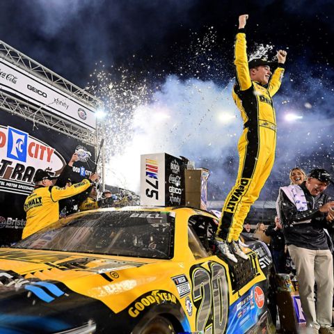 Christopher Bell earned the Food City Dirt Race victory Sunday night at dirt-covered Bristol Motor Speedway, his fifth-career Cup Series victory.