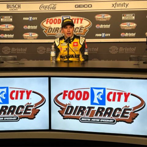Christopher Bell took questions from the media in the Bristol Motor Speedway Media Center following his victory at the Food City Dirt Race Sunday night.