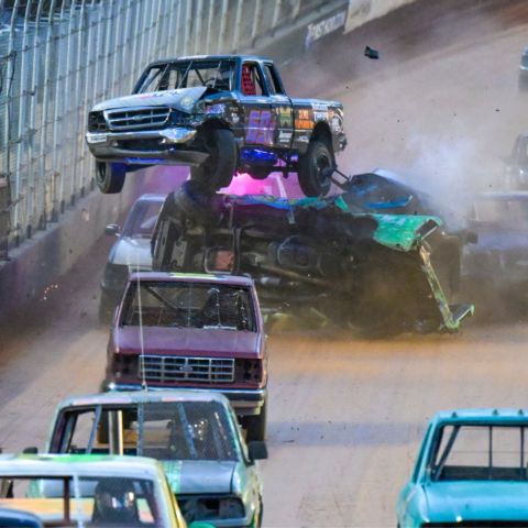 There were several spectacular crashes during the Danger Ranger on Dirt race Saturday at Bristol Motor Speedway, including this massive crash along the backstretch on the opening lap. None of the drivers in the event were injured.