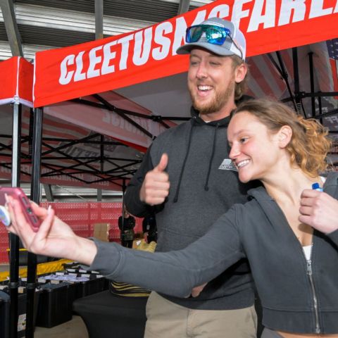 Danger Ranger on Dirt host Cleetus McFarland and his friends met with fans for several hours at Bristol Motor Speedway before the racing action started.