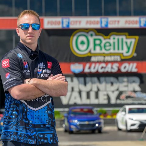 NHRA Top Fuel driver Justin Ashley served as a coach to the celebrities who competed in Wednesday's Thunder Valley Celebrity Drag Challenge at historic Bristol Dragway. Next weekend (June 9-11) Ashley will try to defend his victory in the NHRA Thunder Valley Nationals.
