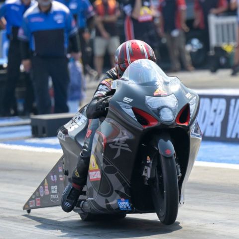 Gaige Herrera kept his hot streak going Friday in Pro Stock Motorcycle at Bristol Dragway by leading qualifying for the NHRA Thunder Valley Nationals.