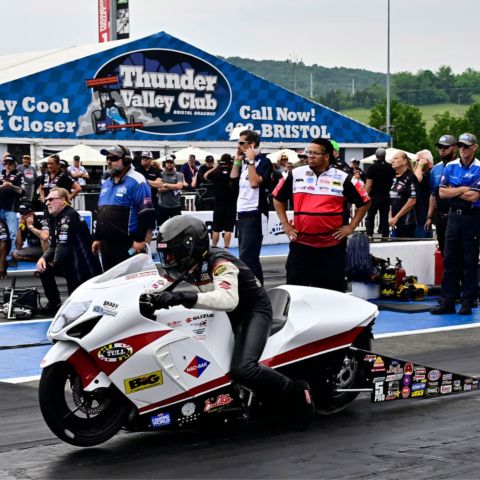 Pro Stock Motorcycle veteran Steve Johnson ended rookie Gaige Herrera's stronghold on the class by winning Sunday at the NHRA Thunder Valley Nationals at Bristol Dragway.