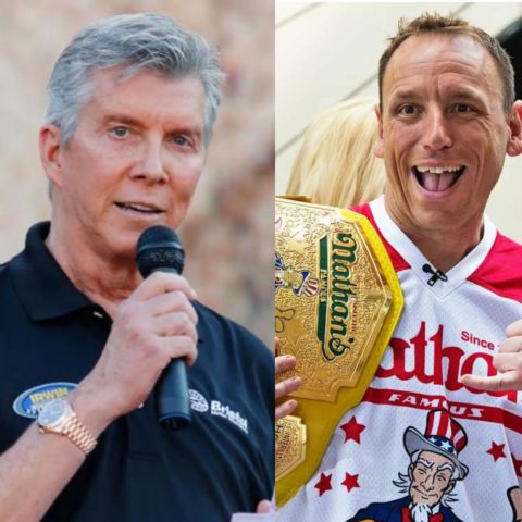 Legendary announcer Michael Buffer (left) and champion competitive eater Joey Chestnut are two of the dignitaries that will be at the Bass Pro Shops Night Race at Bristol Motor Speedway on Sept. 16.