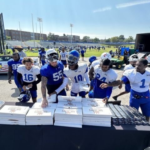 As part of the celebration, BMS provided the Tennessee State Tigers football team with pizza from Slim & Husky's and ice cream from Oliver's Icebox following their practice. The team is preparing this week for a nationally-televised game with Notre Dame on Saturday afternoon in South Bend, Ind.
