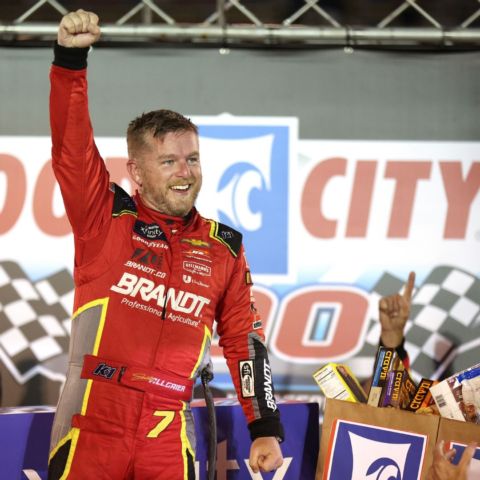 Justin Allgaier scored his second career victory at Bristol Motor Speedway during Friday's Food City 300, punching his ticket to the Round of 8 Playoffs in the Xfinity Series.