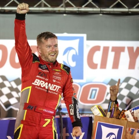 Justin Allgaier scored his second career victory at Bristol Motor Speedway during Friday's Food City 300, punching his ticket to the Round of 8 Playoffs in the Xfinity Series.