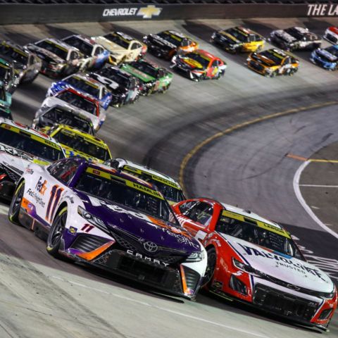 Denny Hamlin scored his third Bass Pro Shops Night Race victory Saturday under the lights at Bristol Motor Speedway. Hamlin advanced to the Round of 12 Playoffs with the win and finished in front of Playoff challengers Kyle Larson, Christopher Bell and defending race winner Chris Buescher, who finished second thru fourth respectively.