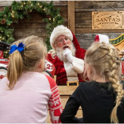 Santa Claus will be checking his list twice during the Pinnacle Speedway In Lights when he visits with children in the Barter Theatre Santa Hut.