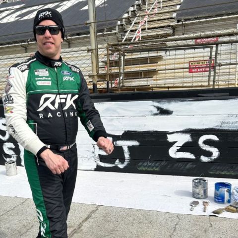 Five-time Bristol winner Brad Keselowski was on hand at Bristol today participating in a closed NASCAR test session and took some time to help the Bristol team apply the first paint brush strokes to the track walls in preparation for the upcoming Food City 500, March 16-17.