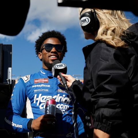 Rajah Caruth is one of the most popular drivers on the Craftsman Truck Series circuit and here gives FOX reporter Amanda Busick the scoop at a recent race. 