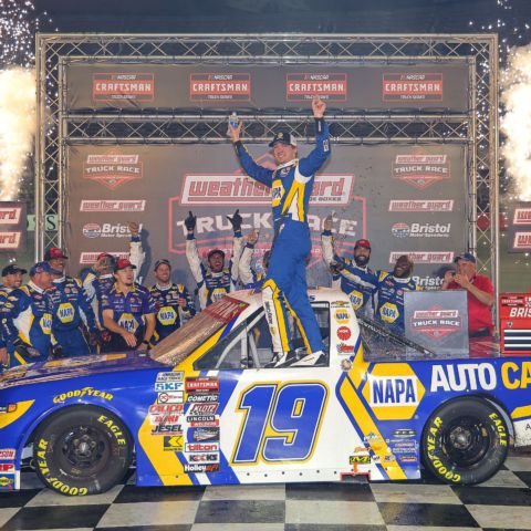 Christian Eckes won the WEATHER GUARD Truck Race Saturday night at Bristol Motor Speedway.