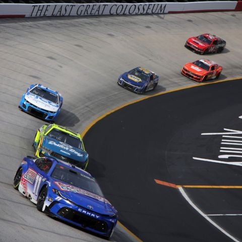 Denny Hamlin (11) led a race-best 163 laps and played the tire-management game the best in winning the Food City 500 Sunday at Bristol Motor Speedway.