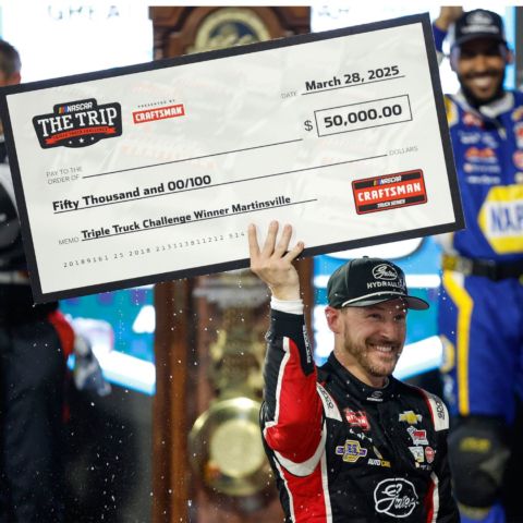 Daniel Hemric won the Triple Truck Challenge $50,000 bonus at Martinsville and will now try to turn the double in the NASCAR bonus program, which would net him a bonus of $150,000 for winning the WEATHER GUARD Truck Race on Friday, April 11 under the lights at Bristol Motor Speedway.