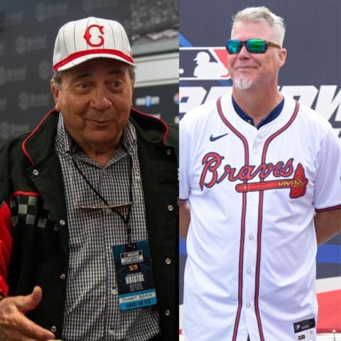 Johnny Bench (left) and Chipper Jones will take care of the ceremonial first pitch for the MLB Speedway Classic as Jones will throw the pitch to Bench.