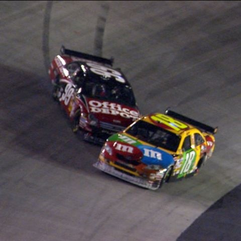 Carl Edwards bumped Kyle Busch out of the way to win the 2008 Night Race and both drivers partook in some extra bumping after the checkered flag fell.