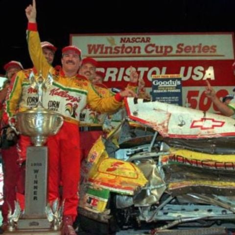 Winner Terry Labonte's mangled No. 5 Chevy tells you all you need to know about the finish of the 1995 Night Race.