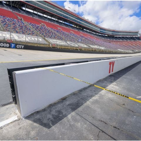 Some of the pit walls near turn 1 also were replaced in the rebuild.