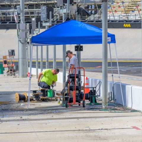 Workers have been busy putting Bristol Motor Speedway back together since August 4 and track officials say the work should be completed by Friday, one week till the Bass Pro Shops Night Race weekend.