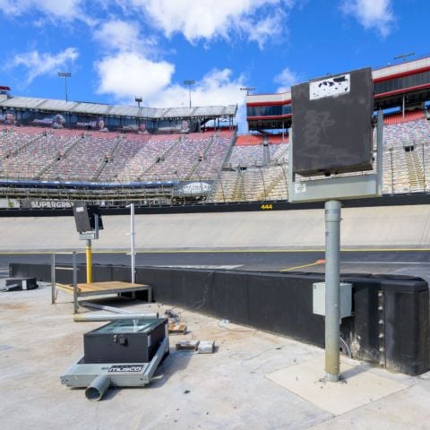 A few odds and ends need to be finished, including putting some lighting structures back between turns 1 and 2.
