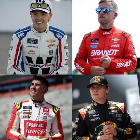 Dale Earnhardt Jr.'s four-car Xfinity Series team features from top left, clockwise, Connor Zilisch, Justin Allgaier, Carson Kvapil and Sammy Smith.