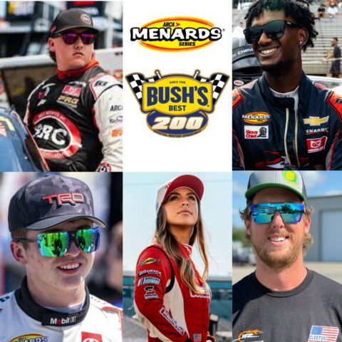 Some of the rising stars entered in the ARCA Menards Series Bush's Beans 200 on Thursday include from top left, clockwise Brenden 'Butterbean' Queen, Lavar Scott, Garrett Mitchell, aka Cleetus McFarland, Logan Misuraca and Brent Crews.