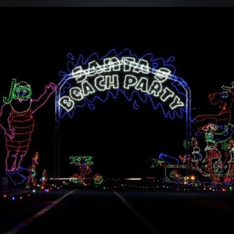 You can hang 10 in the Santa's Beach Party display at Food City Speedway In Lights.