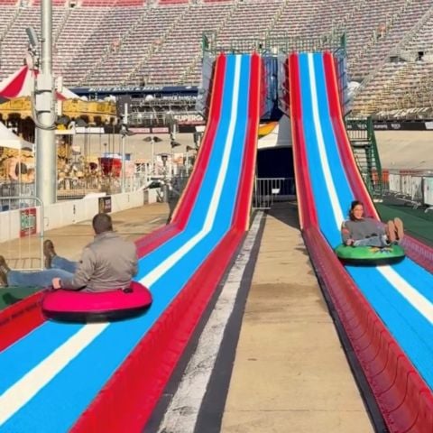 The Eastman Credit Union Mega Slide is a hit with guests at the Food City Speedway In Lights.