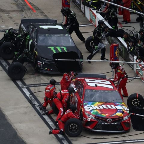 Kurt (1) and Kyle Busch (18) were fierce competitors on the track, especially at Bristol.