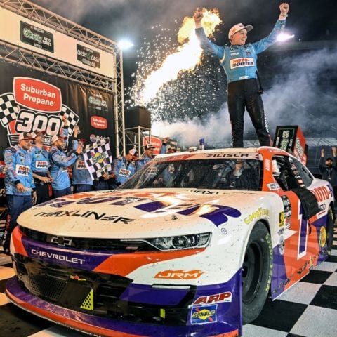 Rising star Connor Zilisch raced to a thrilling victory in the Suburban Propane 300 Saturday night at Bristol Motor Speedway.