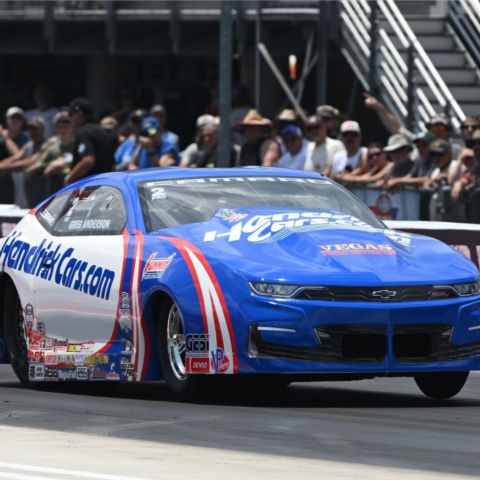 Greg Anderson led Pro Stock qualifying Friday at Bristol Dragway.
