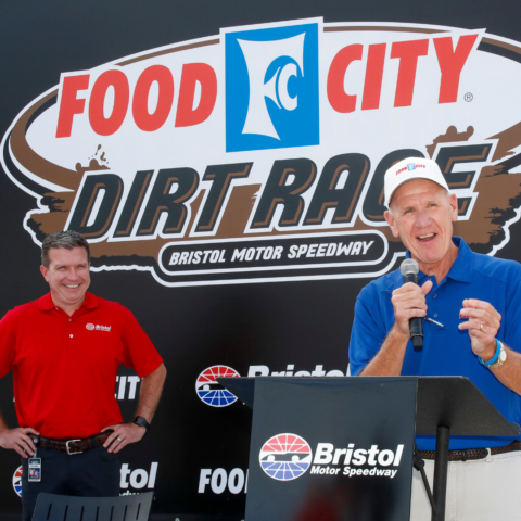 Food City President and CEO Steve Smith (right) and BMS President Jerry Caldwell (left) have forged a strong friendship during the long partnership between the two premier businesses in the Appalachian Highlands Region. Food City's spring Cup race entitlement at BMS is the second-longest in NASCAR history. Last year the popular grocery chain signed a five-year extension of its event sponsorships with BMS, which also includes the Food City 300 NASCAR Xfinity Series race in September. 