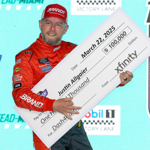 Justin Allgaier is one of the four eligible drivers in the Xfinity Dash for Cash at Bristol's SciAps 300 on Saturday April 12. Allgaier has already pocketed $100,000 from the program this season with his win in Homestead-Miami.