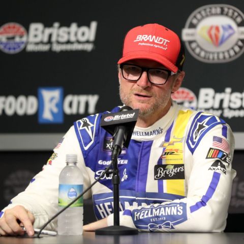 Dale Earnhardt Jr. talked with media last year after being in contention to win the Food City 300. He led 47 laps of the race before a wire shorted out late in the race relegating him to a 30th place finish.