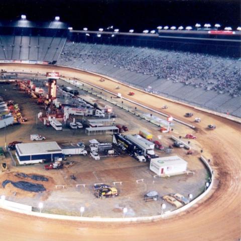 In 2000 and 2001, BMS transformed into a dirt surface to host the World of Outlaws Series.