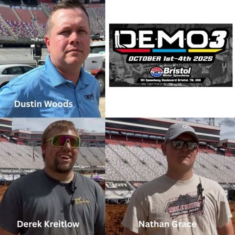 From top clockwise, promoter Dustin Woods, driver Nathan Grace and driver Derek Kreitlow are ready for the action at DEMO3 at Bristol Motor Speedway.