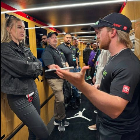 Zetterstrom met with several drivers and team owners Sunday during her visit at the Food City 500, including Tyler Reddick.