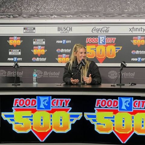 NHRA star Ida Zetterstrom met with the media and did many interviews while attending her first NASCAR race Sunday as a guest of Bristol Motor Speedway.
