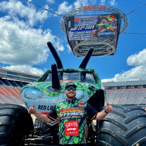 Dalton Widner, driver of the Jurassic Attack Monster Truck, which will be one of 12 featured machines at Bristol Motor Speedway this weekend.