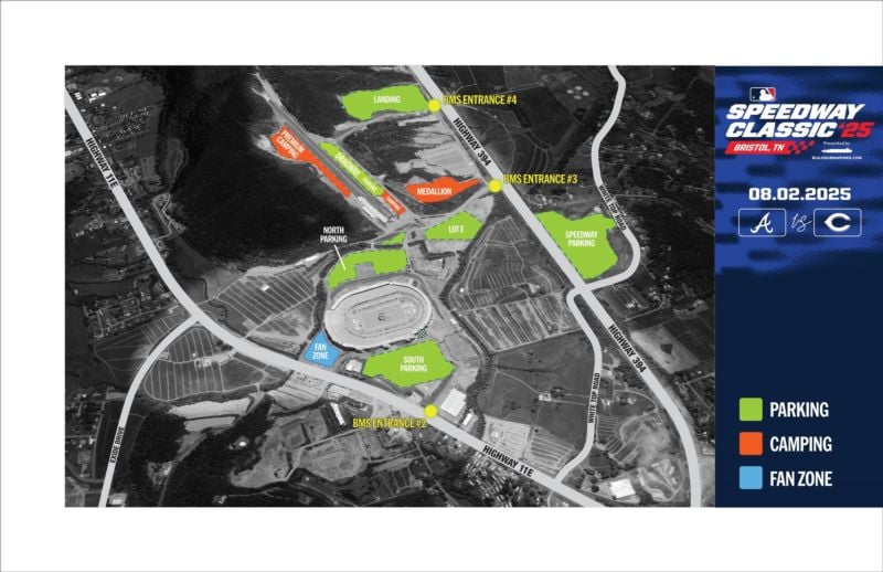 MLB Speedway Classic Parking and Camping Map Header Image